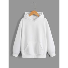 Mershe Erkek Beyaz Fit Kalıp 2 Iplik Kapüşonlu Sweatshirt