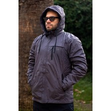 Azıcık Akıllı Erkek Antrasit Suya Dayanıklı Rüzgar Geçirmez Çıkarılabilir Kapüşonlu Balıkçı Motorcu Mont 23EMNTR860