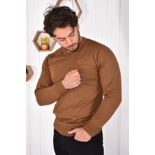 Miwan Collection Erkek V Yaka Tütün Slim Fit Triko Kazak