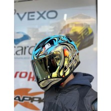 Ls2 Rapıd 2 Neo Mavi-Mor Kask Gold Vizör -Mtn1