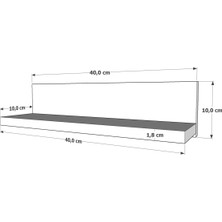 Ekta Mobilya Rubi Duvar Rafı Beyaz 40 cm 2'li Set