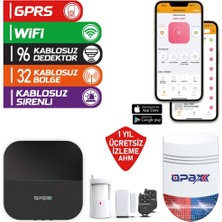 OPAX OPAX-W20+BGR-09 Gprs I Gsm I Wıfı & Bgr-09 Kablosuz Sirenli Alarm Sistemi (1 Yıl Ahm Ücretsiz)