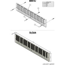 Galery Wood Dekoratif Ahşap 21 Tuşlu Piyano Elbise Askılık; Enstrümantal Çok Amaçlı Müzik, Duvar, Kapı Askı;15x75cm