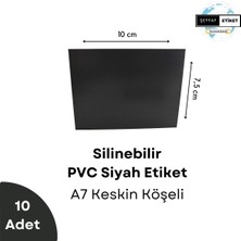 Şeffaf Etiket 10 Adet Kara Tahta Etiket 10'lu A7 Pvc SADECE SİYAH ETİKET Kolay Yazıp Silinebilir Beyaz Yazılı Dekoratif Vitrin Etiketi Ürün Etiketi Raf Etiketi