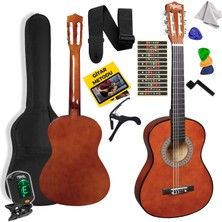 Midex CG-34BRW-PAK Kaliteli 34 Inç 1/2 Juniur Çocuk Gitarı Seti 4-8 Yaş Arası + Tuner Çanta Capo Askı Nota Sticker Pena Metod