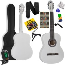 Midex CG-34WH-PAK Kaliteli 34 İnç 1/2 Juniur Çocuk Gitarı Seti 4-8 Yaş Arası + Tuner Çanta Capo Askı Nota Sticker Pena Metod