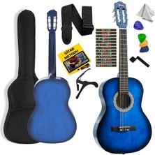 Midex CG-34BL Kaliteli 34 İnç 1/2 Juniur Çocuk Gitarı 4-8 Yaş Arası + Çanta Capo Nota Sticker Askı Pena Metod