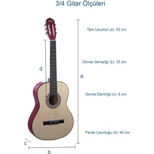 Midex CG-36NT Kaliteli 36 İnç 3/4 Juniur Çocuk Gitarı 8-12 Yaş Arası + Çanta Askı Capo Nota Sticker Pena Metod