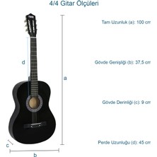 Midex CG-270BK Siyah Klasik Gitar 4/4 Yetişkin Boy Sap Ayarlı Full Set