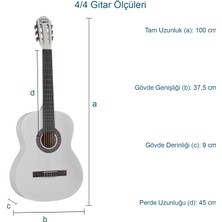 Midex CG-270WH Beyaz Renk Klasik Gitar 4/4 Yetişkin Boy Sap Ayarlı Full Set