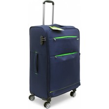 Es Polo Trip Lacivert Kabin (Küçük) Orta ve Büyük Boy Üçlü Carry-On Lüks Kumaş Valiz Seti ES0055