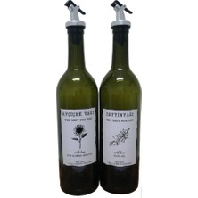 Bilgarden With Love 2X750 ml Koyu Renk Zeytinyağı ve Ayçiçek Yağı Şişesi Yağdanlık