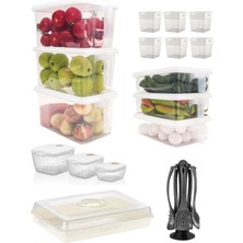 Microlife 32 Parça Organizer Saklama Kabı Standlı Servis Seti Düzenleyici Kulplu Saklama Kabı 8lt ve 4lt