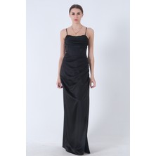 Feminist Siyah Sırtı Bağlamalı Yırtmaçlı Abiye 4522018.01