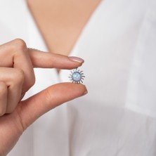 Hom Silver Jewelry 925 Ayar Gümüş Doğal Taşlı Güneş Figürlü Kadın Kolye HSJ0048