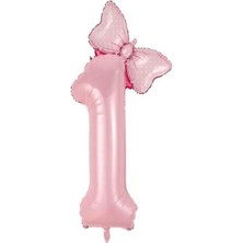 Best Parti Pembe Rakam Fiyonk Folyo Balon Seti Yaş 1