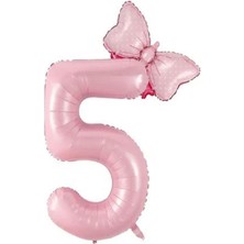 Best Parti Pembe Rakam Fiyonk Folyo Balon Seti Yaş 5