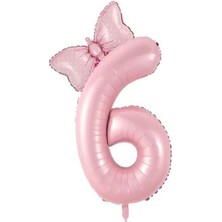 Best Parti Pembe Rakam Fiyonk Folyo Balon Seti Yaş 6