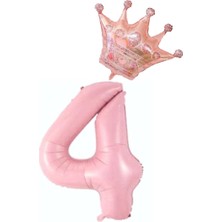 Best Parti Pembe Rakam Kral Taç Folyo Balon Seti Yaş 4