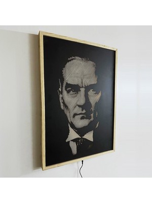 Masifhan Atatürk Metal Işıklı Tablo Aydınlatma