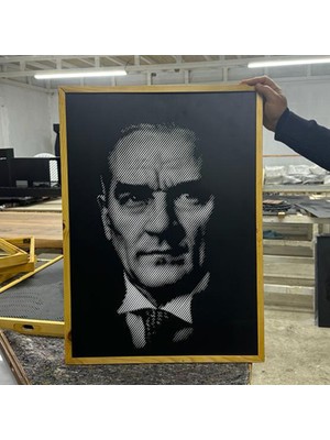 Masifhan Atatürk Metal Işıklı Tablo Aydınlatma