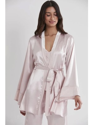 Pierre Cardin Kadife Saten 3'lü Kadın Pijama Takımı 2040 - Pudra