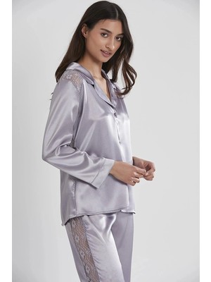 Pierre Cardin Saten Dantelli Pijama Takımı 1438 - Royal