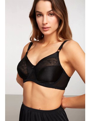 Kom Martina Toparlayıcı Dantelli Sütyen - Siyah