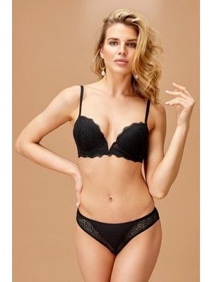 Nurteks Destekli Siyah Sütyen Takım 4411
