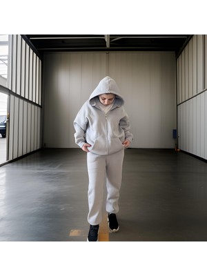 Ceyss Design Unisex Üç Iplik Şardonlu Kapüşonlu Hırkalı Eşofman Takımı