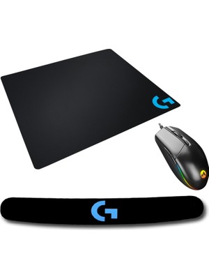Everest SM-X97 R-Star USB 5 Tuşlu Rgb Işıklı 6400DPI Gaming Logitech Bileklikli Mouse Pad ve Logitech Klavye Pad Oyuncu Mouse Set