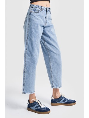 Its Basic Kadın Snow Kot Rengi Relax Mom Fit Denim Pantolon