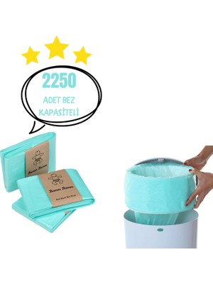 Bamm Bamm Korbell 16L Çöp Kovaları İle Uyumlu 2250 Adet Bebek Bezi Kapasiteli Bamm Bamm Çöp Poşeti