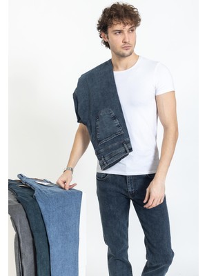 Mutlu City Yüksek Kalite Yeni Ürün Rahat Kalıp Düz Paça Dört Mevsim  Kar Yıkama Erkek Kot Pantolon 4023