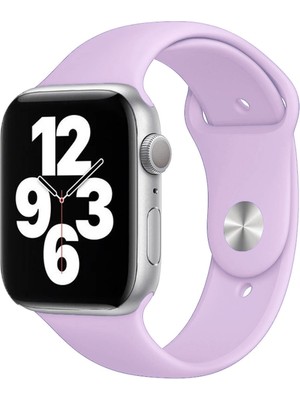 Quse Apple Watch Series SE/11/10/9/8/7/6/5/4/3 46mm-45mm-44mm Uyumlu S/M Spor Silikon Kordon Lavanta