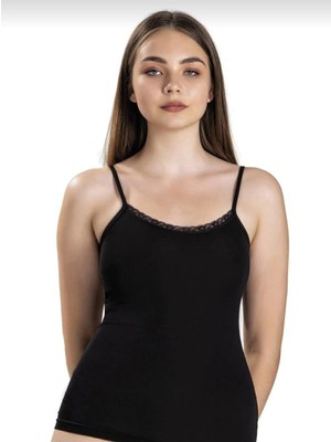 Jiber 613 Bayan Önü Dantelli Ip Askılı Atlet Tekli