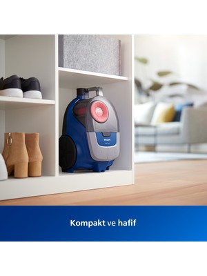 Philips 2000 Serisi Torbasiz Elektrikli Süpürge, 750W, PowerCyclone 4, Super Clean Air Filtre, Kompakt ve Hafif, XB2123/09