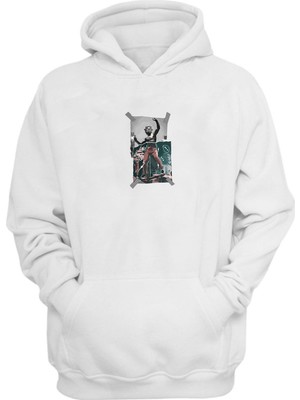 The Wert Unisex Skate Forever Baskılı Beyaz Normal Kalıp Şardonlu Kalın Sweatshirt