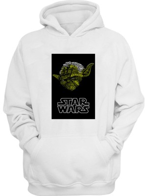 The Wert Unisex Star Wars Yoda Jodi Master Baskılı Beyaz Normal Kalıp Şardonlu Kalın Sweatshirt