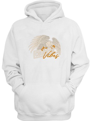 The Wert Unisex Chopper Vibes Baskılı Beyaz Normal Kalıp Şardonlu Kalın Sweatshirt