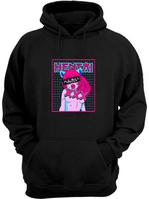 The Wert Unisex Hentaı Xxx Baskılı Siyah Normal Kalıp Şardonlu Kalın Sweatshirt