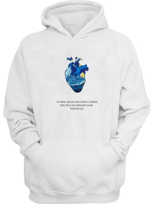 The Wert Unisex Los Pecadores, Vıncent Van Gogh Baskılı Beyaz Normal Kalıp Şardonlu Kalın Sweatshirt