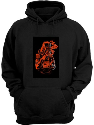 The Wert Unisex Star Wars Duman Baskılı Siyah Normal Kalıp Şardonlu Kalın Sweatshirt