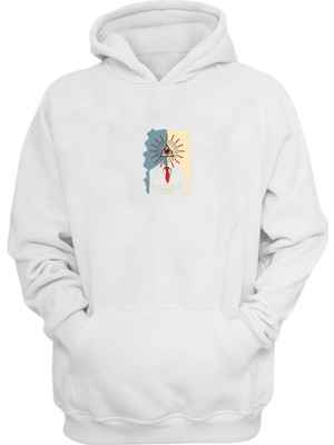 The Wert Unisex Plvr, Bvs, Vııvm Baskılı Beyaz Normal Kalıp Şardonlu Kalın Sweatshirt