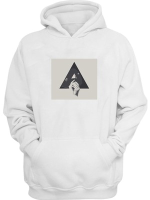The Wert Unisex Collage, Hand Baskılı Beyaz Normal Kalıp Şardonlu Kalın Sweatshirt