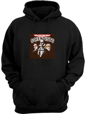 The Wert Unisex Brıllıant Mınd Nınja, Scıentısts Baskılı Siyah Normal Kalıp Şardonlu Kalın Sweatshirt