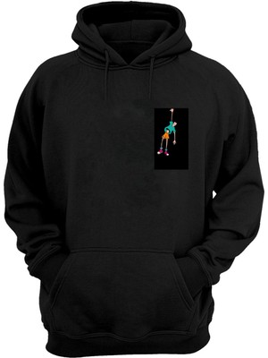 The Wert Unisex Sallanan Adam Baskılı Siyah Normal Kalıp Şardonlu Kalın Sweatshirt