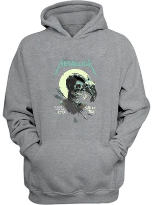The Wert Unisex Metallica Sad But True Baskılı Gri Normal Kalıp Şardonlu Kalın Sweatshirt