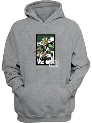 The Wert Unisex Roronoa Zoro Yeşil Baskılı Gri Normal Kalıp Şardonlu Kalın Sweatshirt