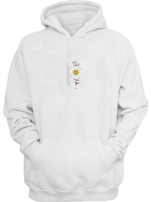 The Wert Unisex Your Brand Flower Baskılı Beyaz Normal Kalıp Şardonlu Kalın Sweatshirt